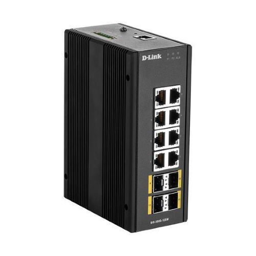 D-Link DIS 300G-12SW - Switch - gestito - 8 x 10/100/1000 + 4 x 100/1000 SFP - montabile su rail DIN, montaggio a parete